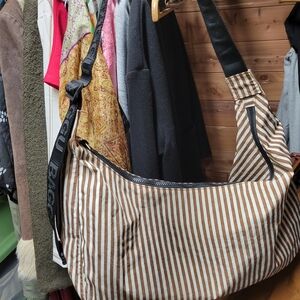 BAGGU Large Crescent Brown Stripe